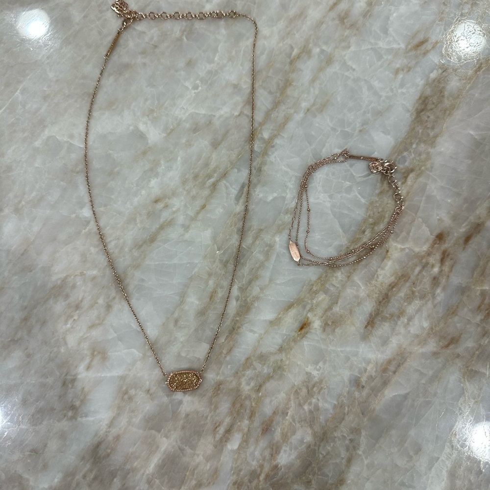 Kendra Scott Rose Gold necklace and bracelet set